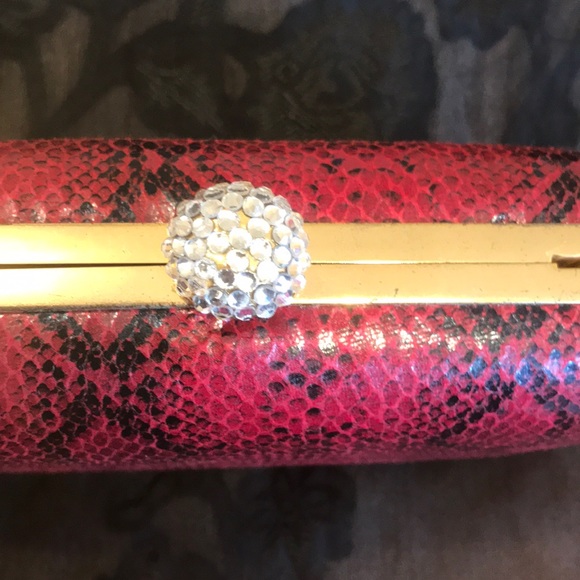 Used Snake print clutch in maroon/black.Chic💕💕 - Picture 2 of 8